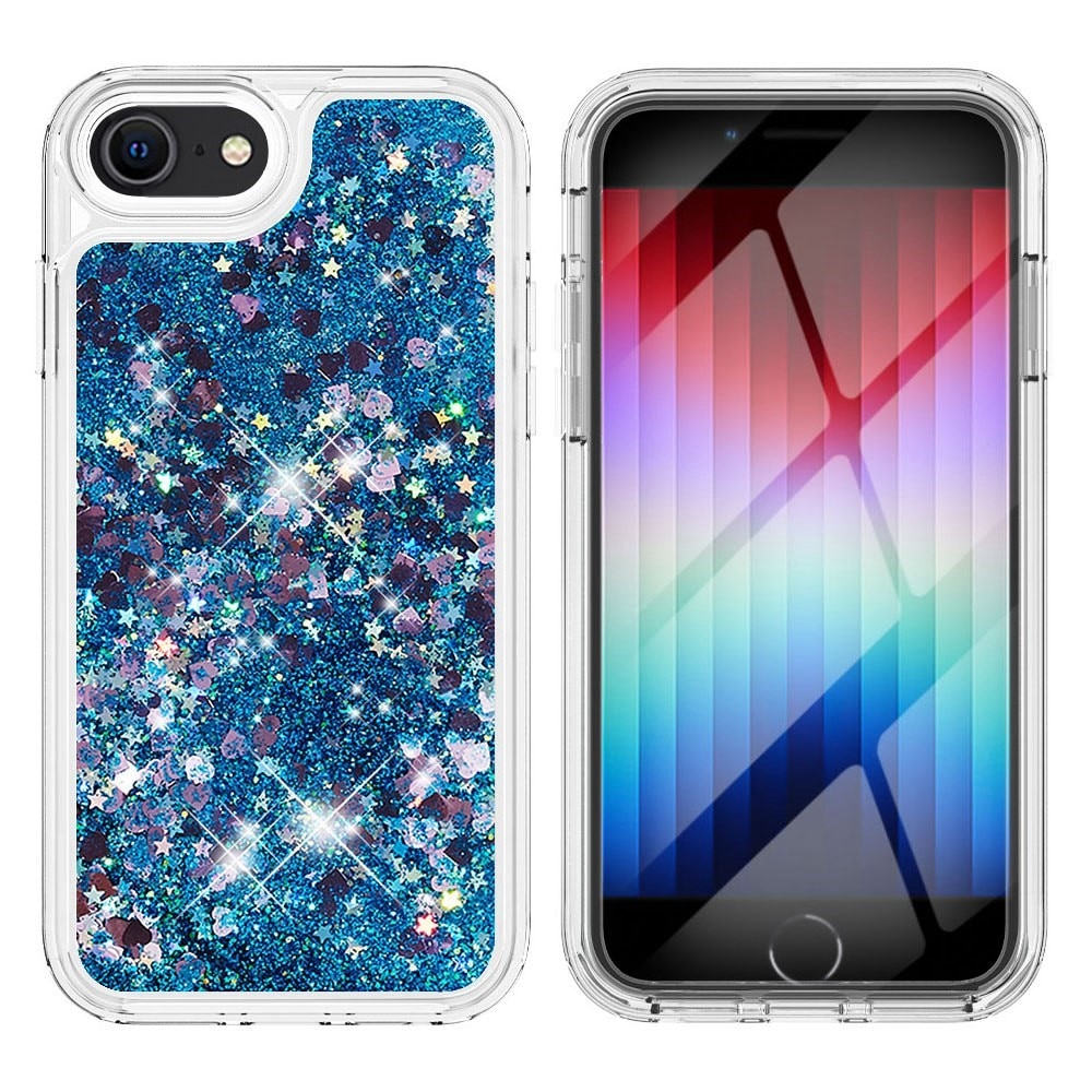 iPhone 7/8/SE Full Protection Glitter Powder TPU Case blauw