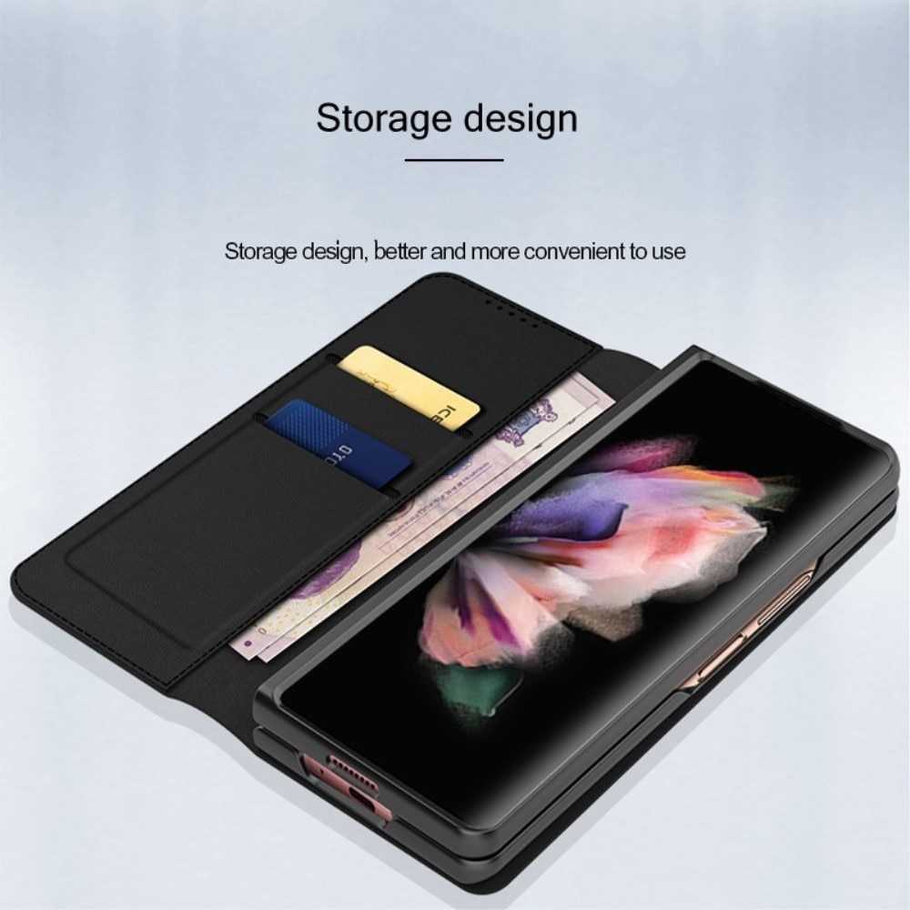 Samsung Galaxy Z Fold 4 Echt lederen hoesje Zwart