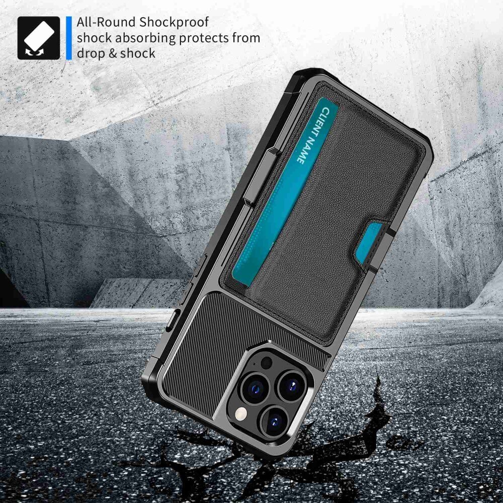 iPhone 14 Pro Max Tough Card Case Zwart