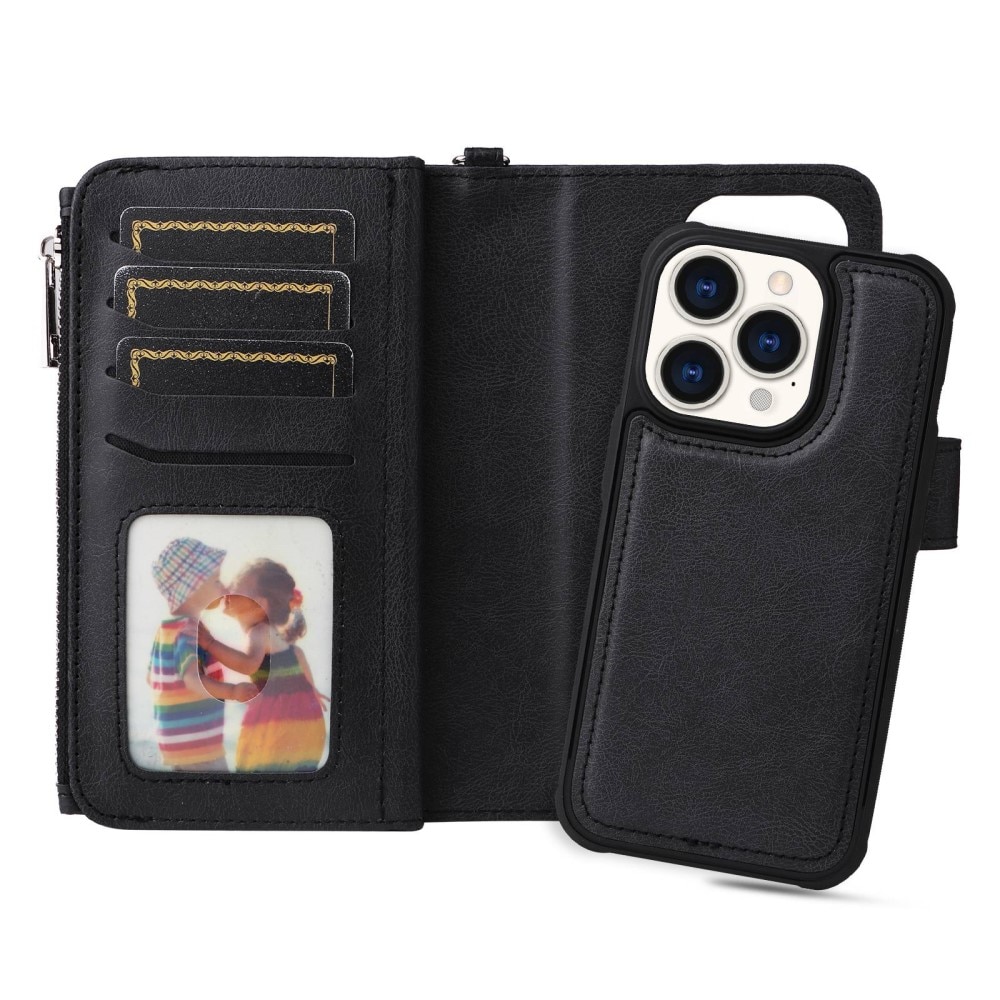 iPhone 14 Pro Zipper Magnet Wallet Zwart