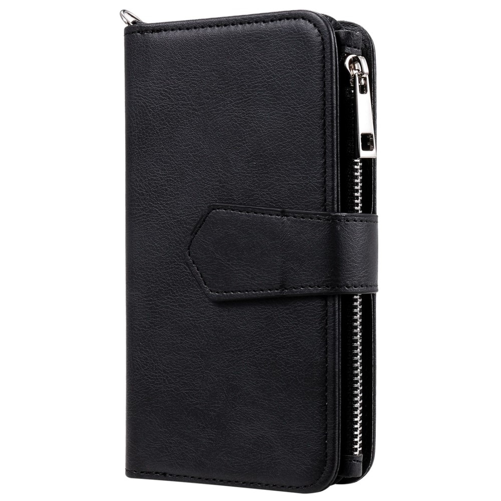 iPhone 14 Plus Zipper Magnet Wallet Zwart