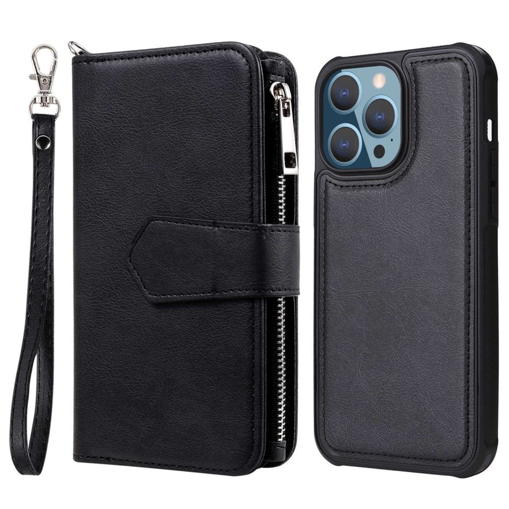 iPhone 14 Pro Max Zipper Magnet Wallet Zwart