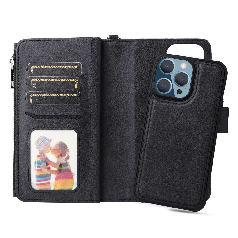 iPhone 14 Pro Max Zipper Magnet Wallet Zwart