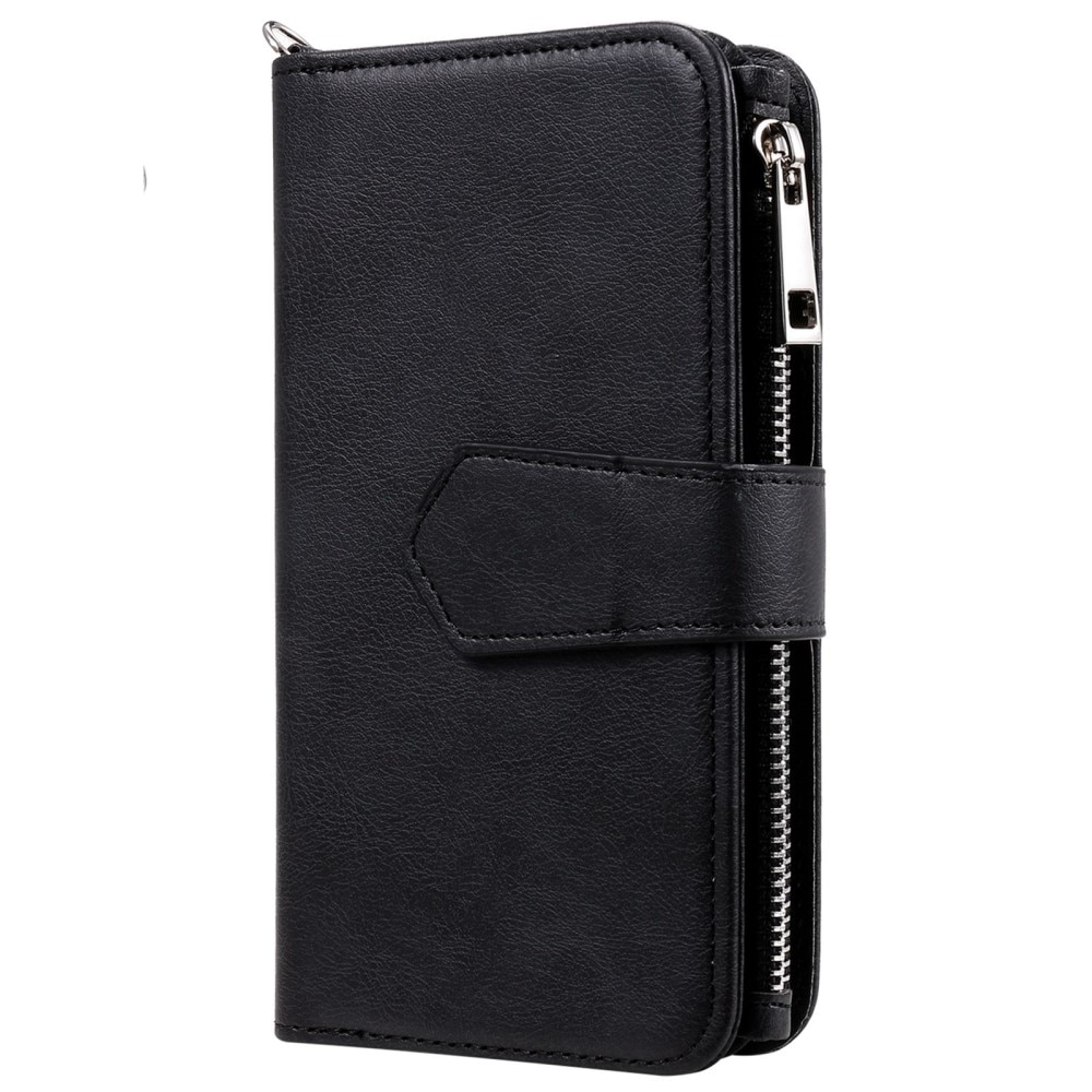 iPhone 14 Zipper Magnet Wallet Zwart