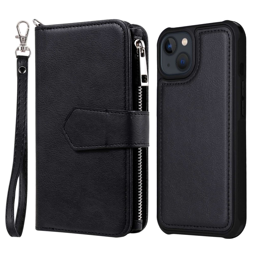 iPhone 14 Zipper Magnet Wallet Zwart