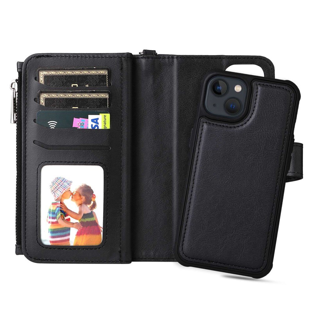 iPhone 14 Zipper Magnet Wallet Zwart