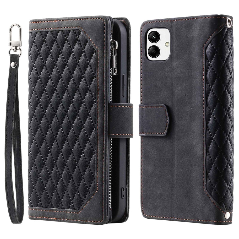 Samsung Galaxy A04 Portemonnee tas Quilted Zwart