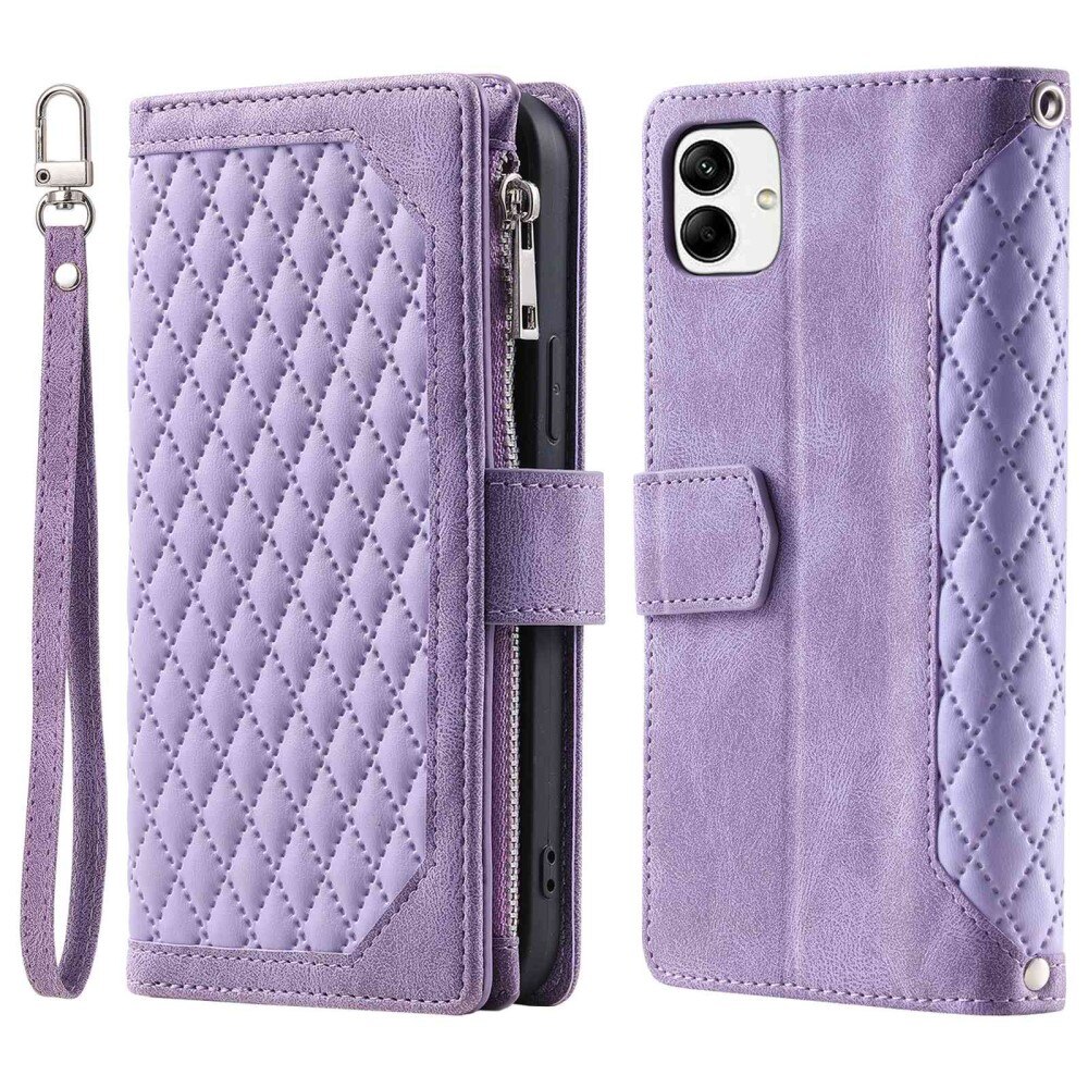 Samsung Galaxy A04 Portemonnee tas Quilted Paars