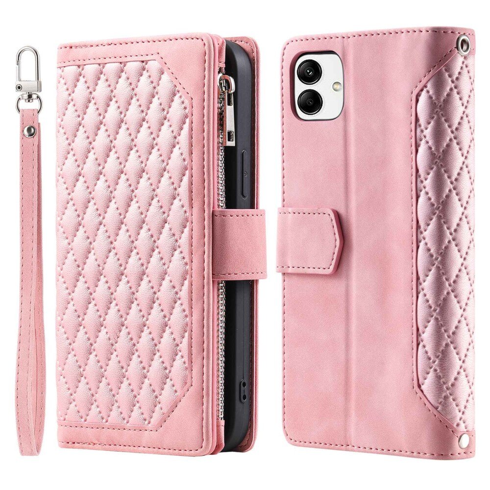 Samsung Galaxy A04 Portemonnee tas Quilted Roze