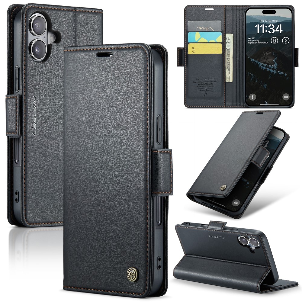 RFID blocking Slim Bookcover Hoesje iPhone 17 Zwart