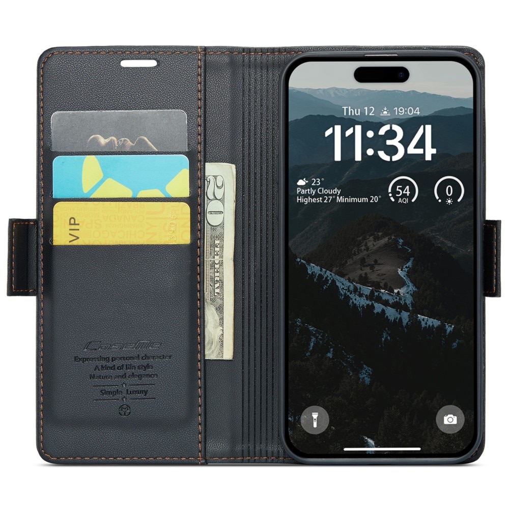 RFID blocking Slim Bookcover Hoesje iPhone 17 Zwart