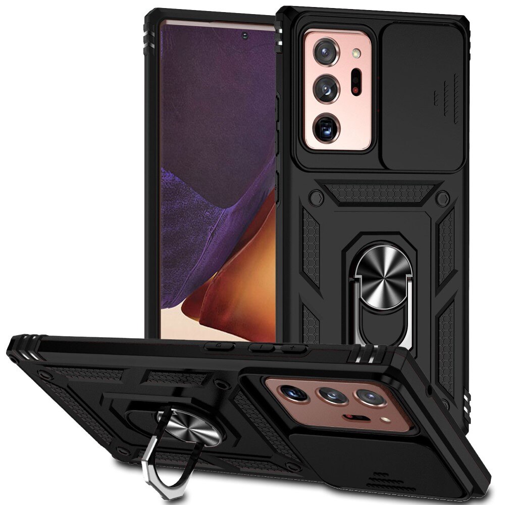Samsung Galaxy Note 20 Ultra Hybridcase Ring + Camera Protector Zwart