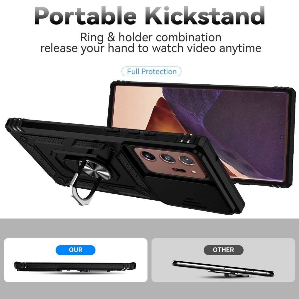 Samsung Galaxy Note 20 Ultra Hybridcase Ring + Camera Protector Zwart