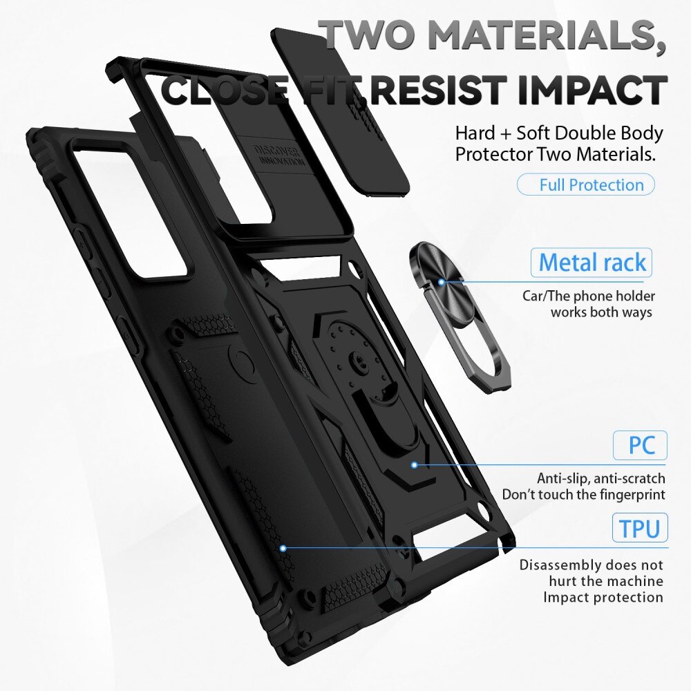 Samsung Galaxy Note 20 Ultra Hybridcase Ring + Camera Protector Zwart