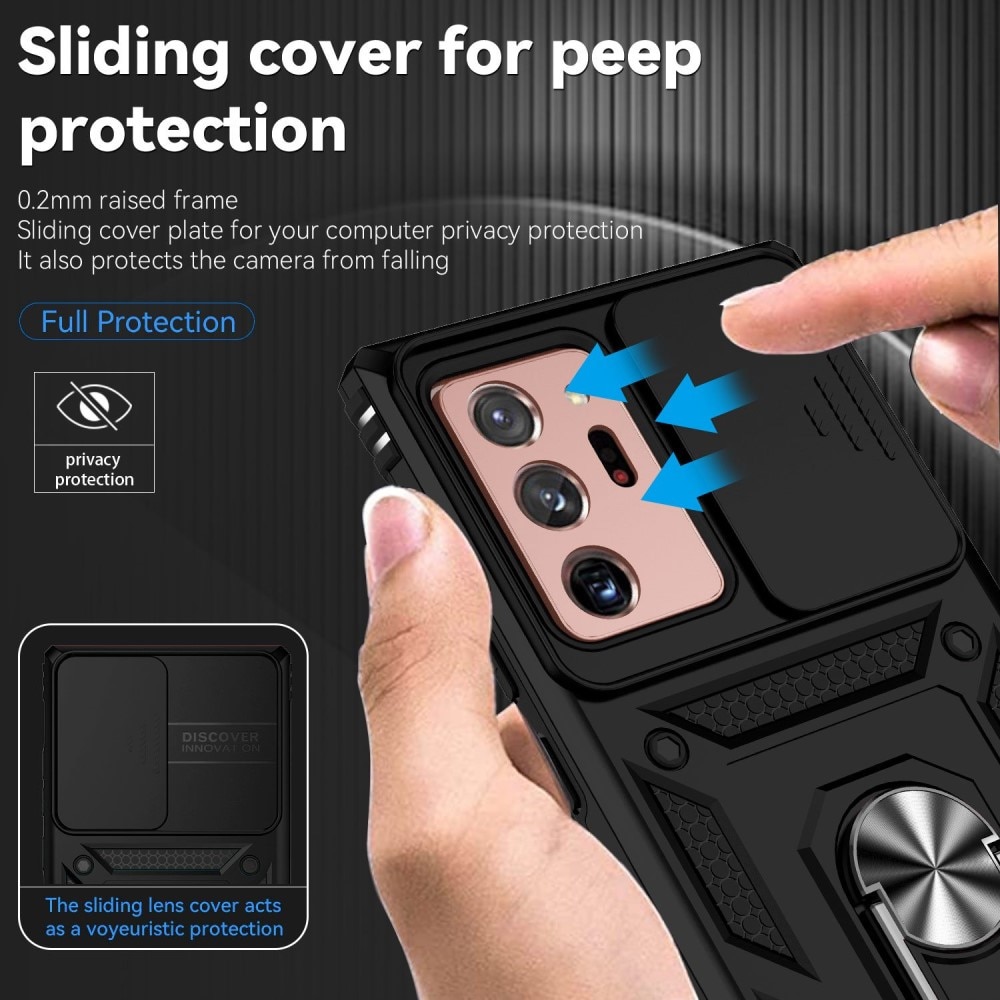 Samsung Galaxy Note 20 Ultra Hybridcase Ring + Camera Protector Zwart