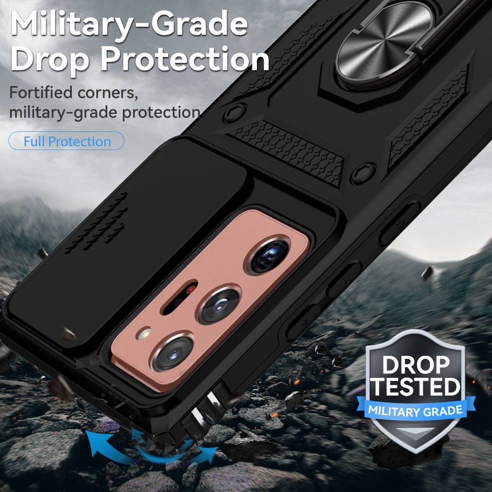 Samsung Galaxy Note 20 Ultra Hybridcase Ring + Camera Protector Zwart