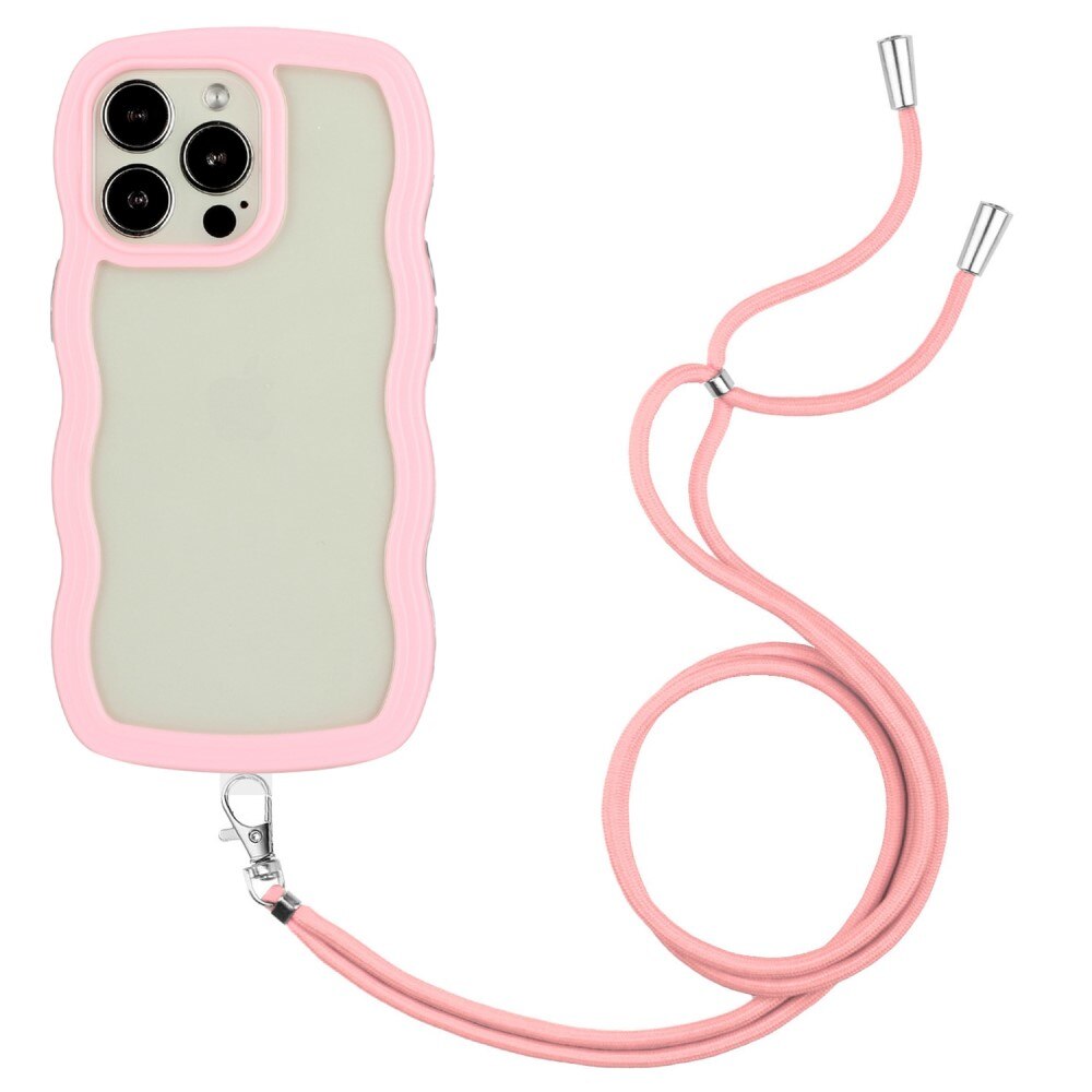 iPhone 14 Pro Wavy Edge Hoesje Halsband roze