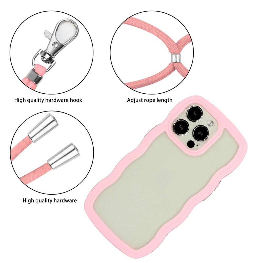 iPhone 14 Pro Wavy Edge Hoesje Halsband roze