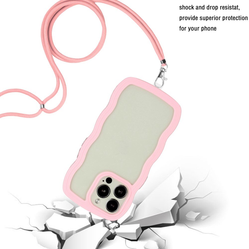 iPhone 14 Pro Wavy Edge Hoesje Halsband roze