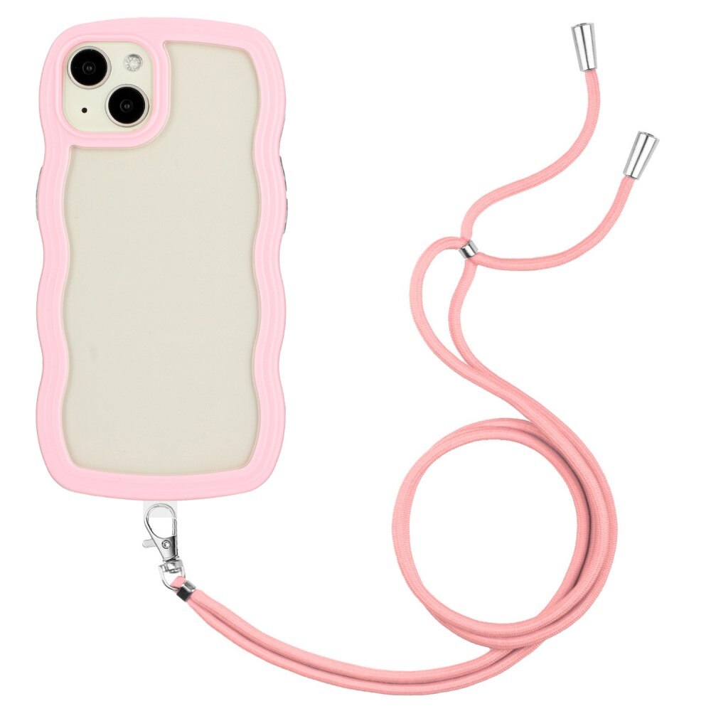 iPhone 14 Wavy Edge Hoesje Halsband roze