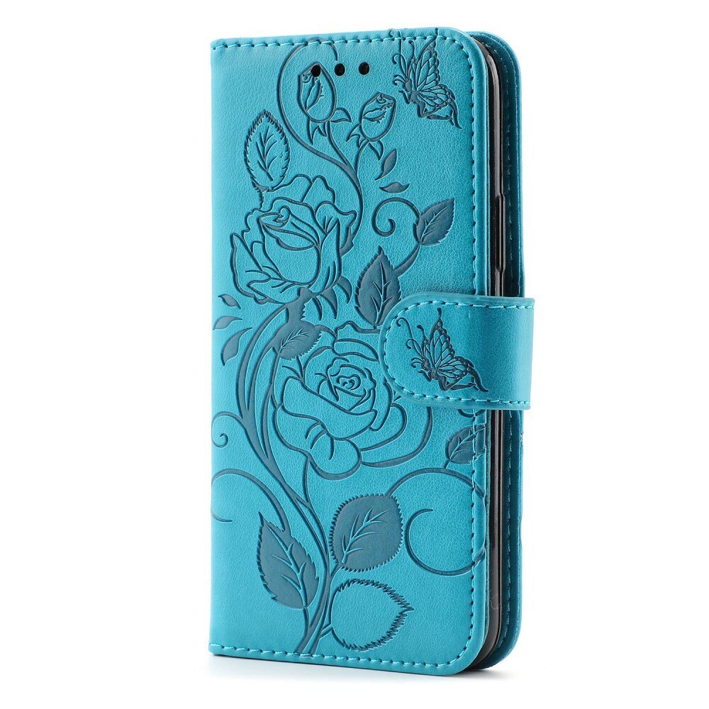 iPhone 12/12 Pro Leren Rozenhoesje Blauw