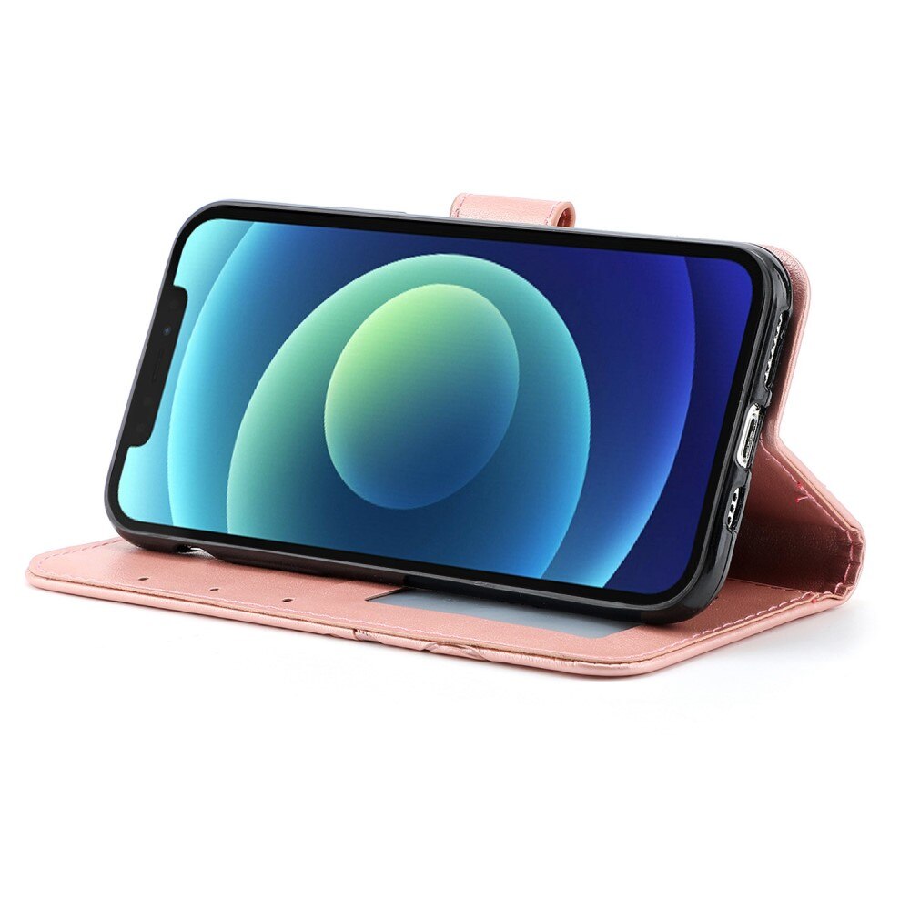 iPhone 12/12 Pro Leren Rozenhoesje Roze goud