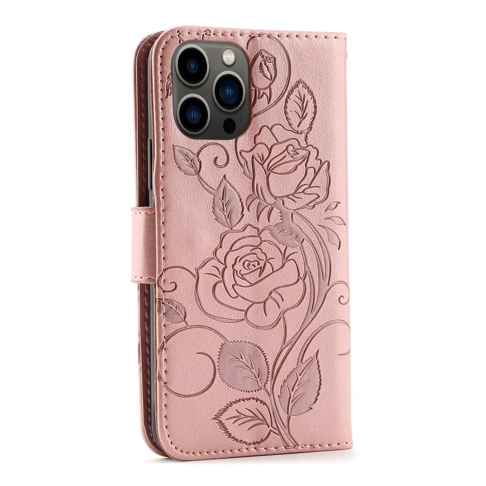 iPhone 12/12 Pro Leren Rozenhoesje Roze goud