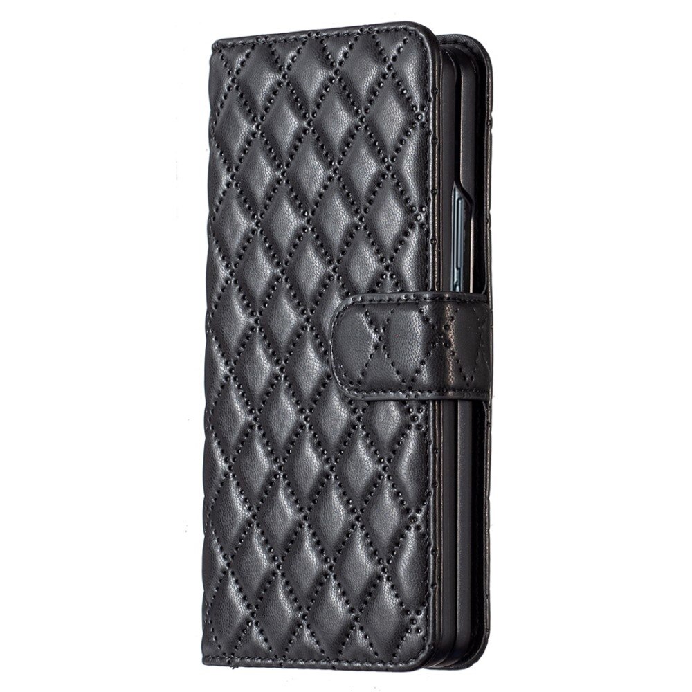 Samsung Galaxy Z Fold 3 Portemonnee hoesje Quilted Zwart