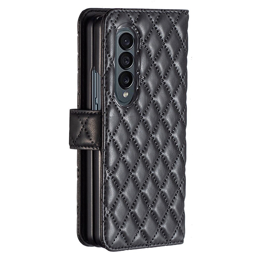 Samsung Galaxy Z Fold 3 Portemonnee hoesje Quilted Zwart