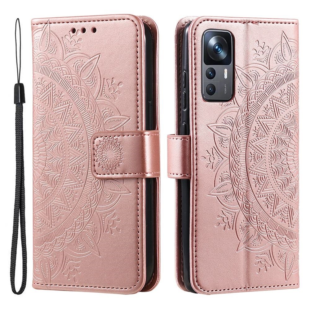 Xiaomi 12T/12T Pro Leren Mandalahoesje Roze goud