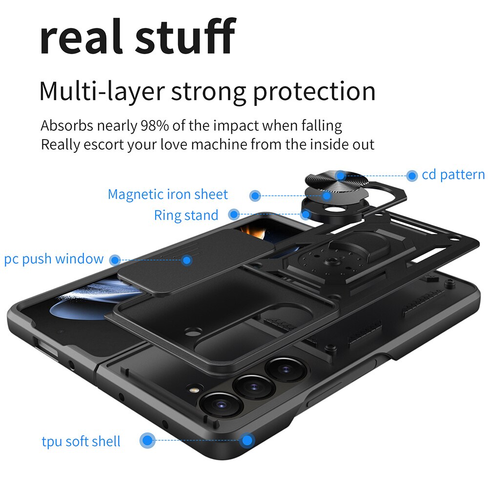Samsung Galaxy Z Fold 7 Hybridcase Ring+Camera Protector zwart