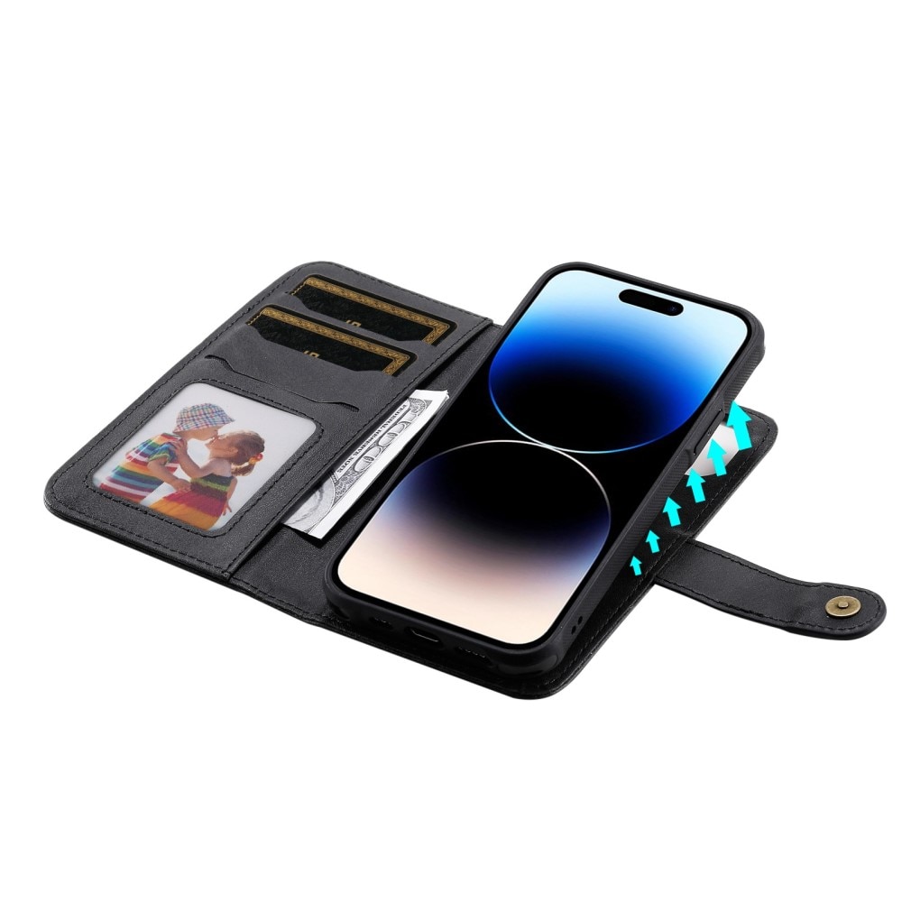iPhone 14 Pro Magnet Leather Wallet Zwart