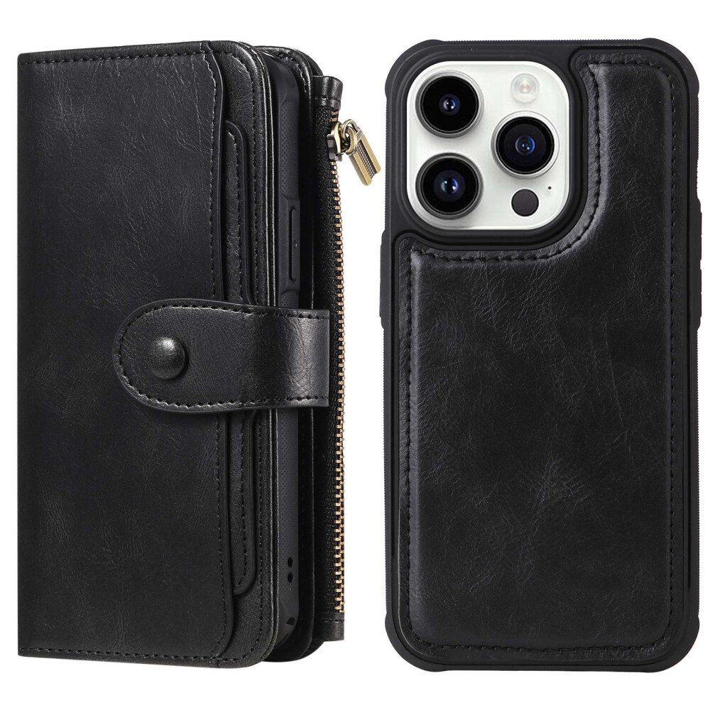 iPhone 14 Pro Magnet Leather Multi-Wallet Zwart