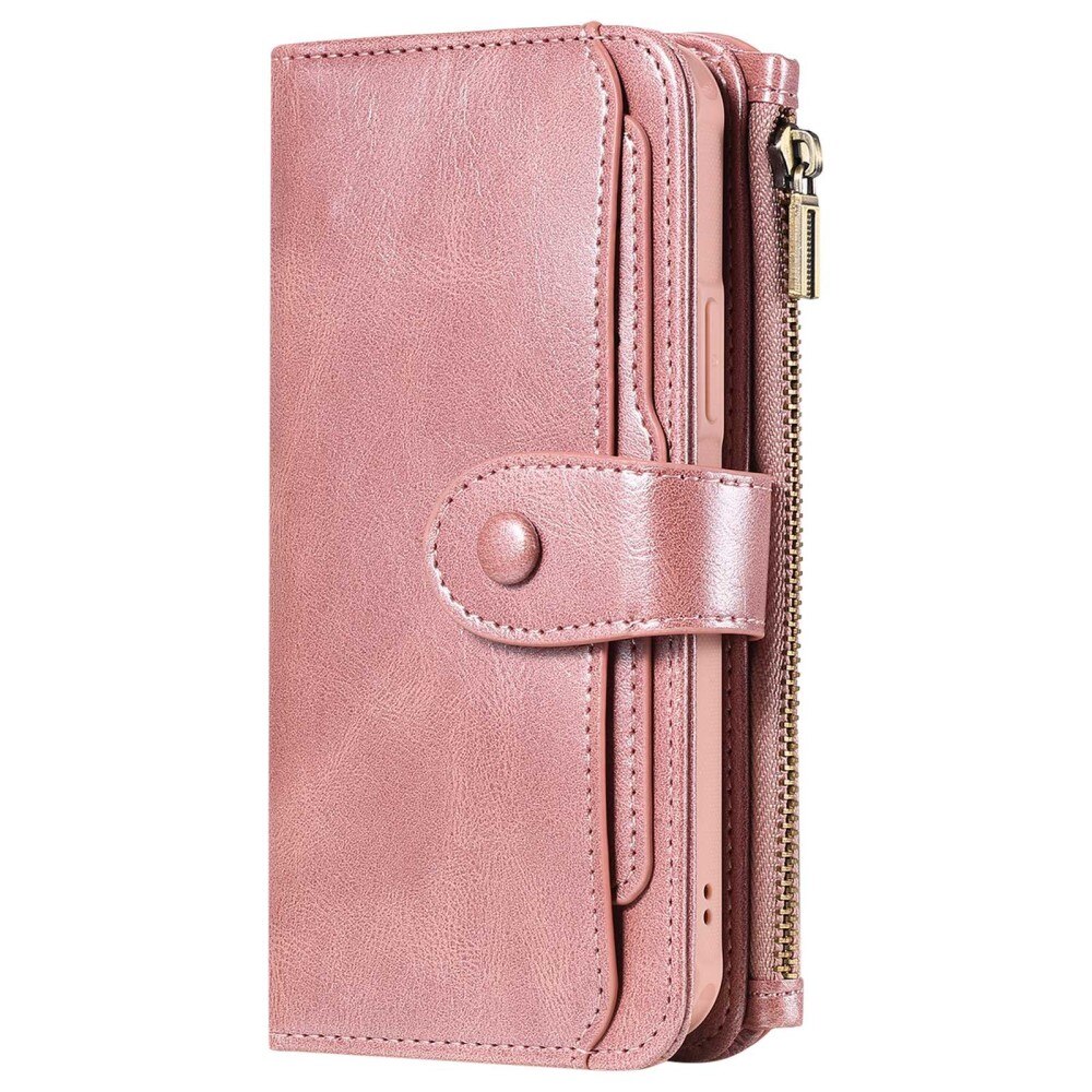 iPhone 14 Pro Magnet Leather Multi-Wallet Roze