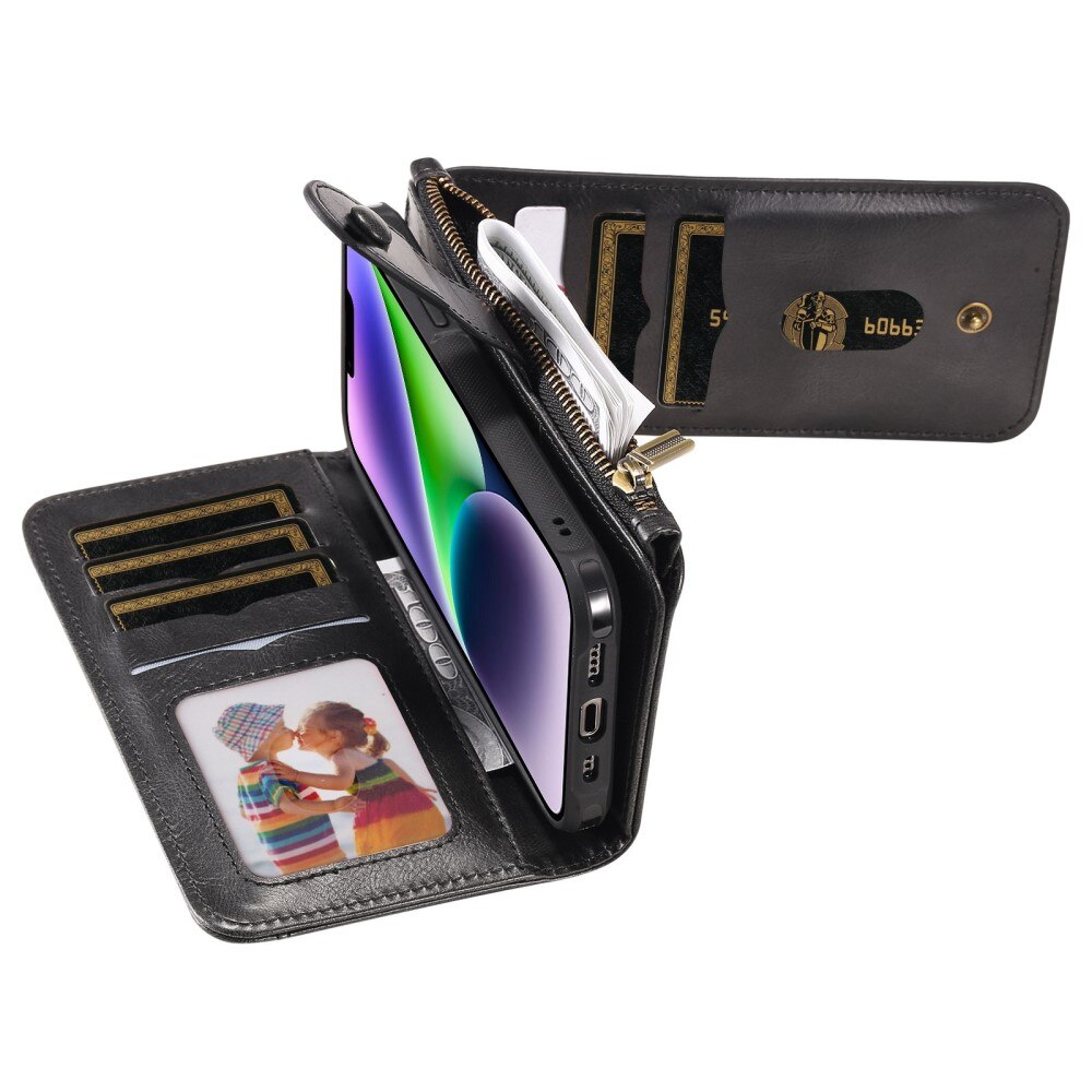 iPhone 14 Magnet Leather Multi-Wallet zwart