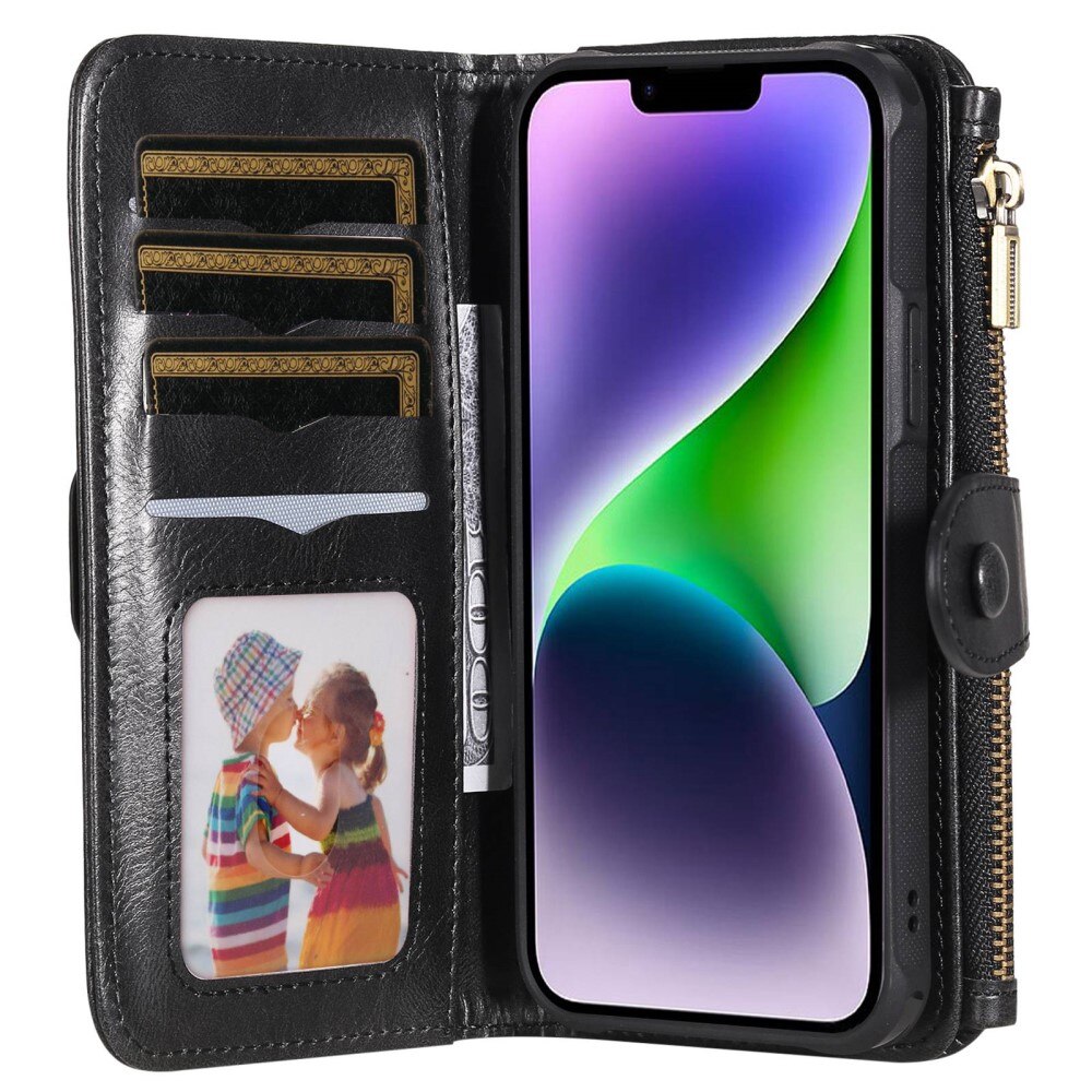 iPhone 14 Magnet Leather Multi-Wallet zwart