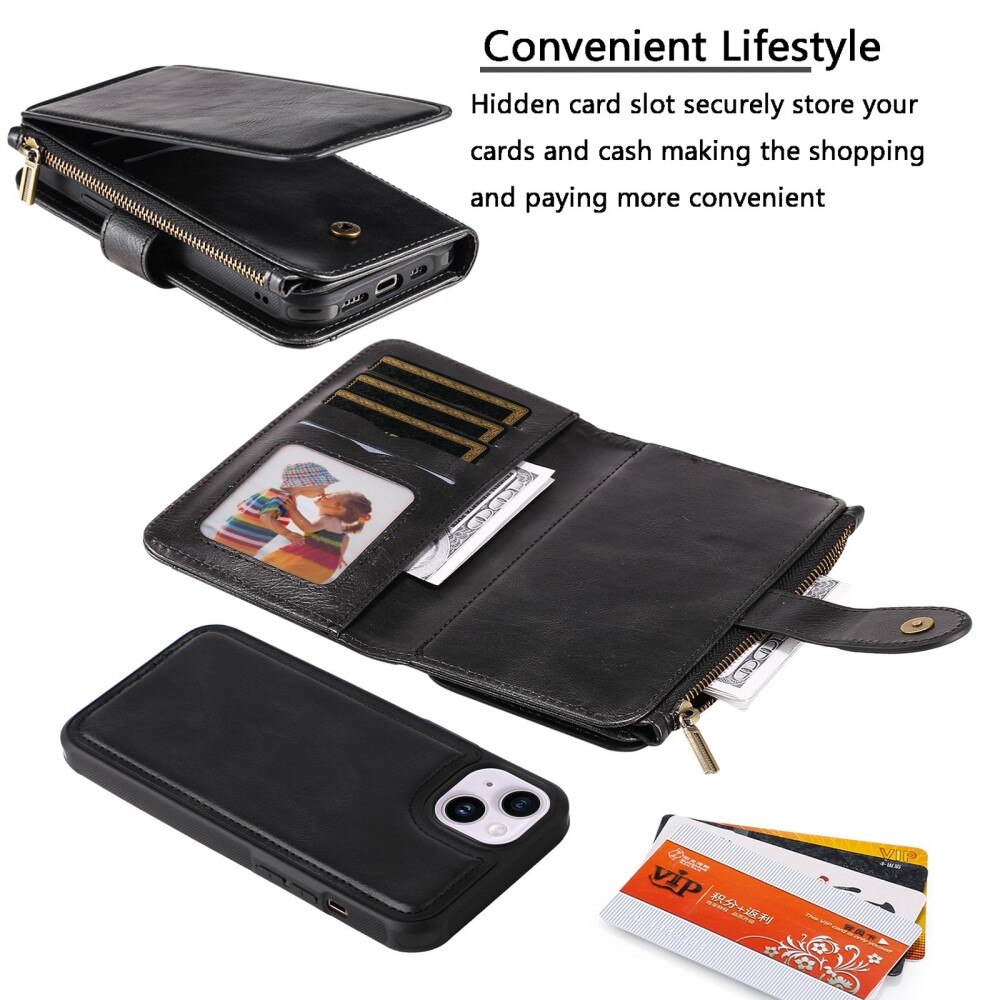 iPhone 14 Magnet Leather Multi-Wallet zwart