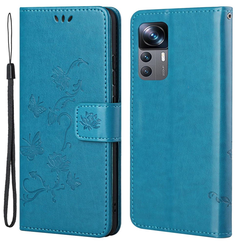 Xiaomi 12T/12T Pro Leren vlinderhoesje Blauw