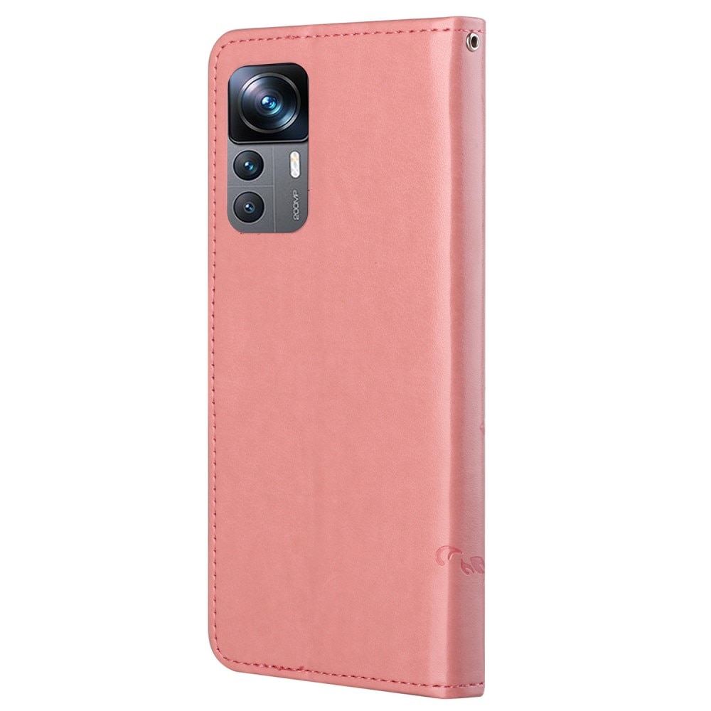 Xiaomi 12T/12T Pro Leren vlinderhoesje Roze
