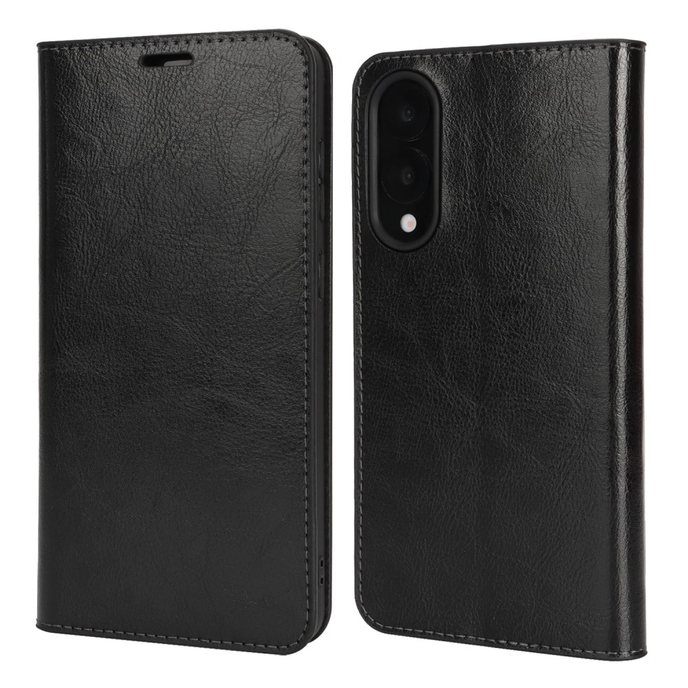 Samsung Galaxy S25 Edge Mobielhoesje Echt Leer Zwart