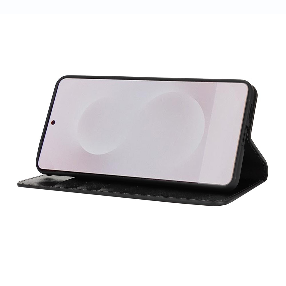 Samsung Galaxy S25 Edge Mobielhoesje Echt Leer Zwart