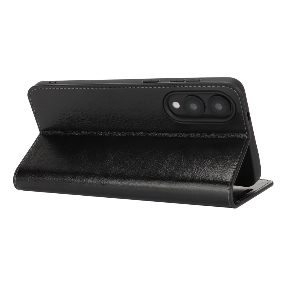 Samsung Galaxy S25 Edge Mobielhoesje Echt Leer Zwart