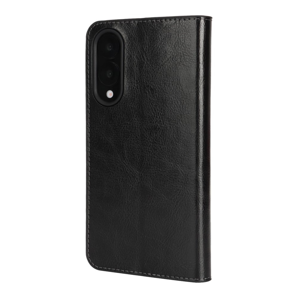 Samsung Galaxy S25 Edge Mobielhoesje Echt Leer Zwart