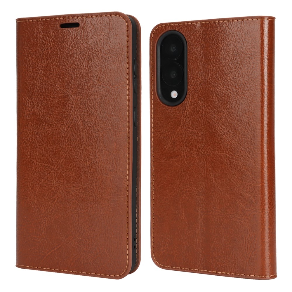 Samsung Galaxy S25 Edge Mobielhoesje Echt Leer Bruin