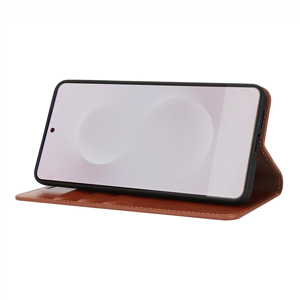 Samsung Galaxy S25 Edge Mobielhoesje Echt Leer Bruin