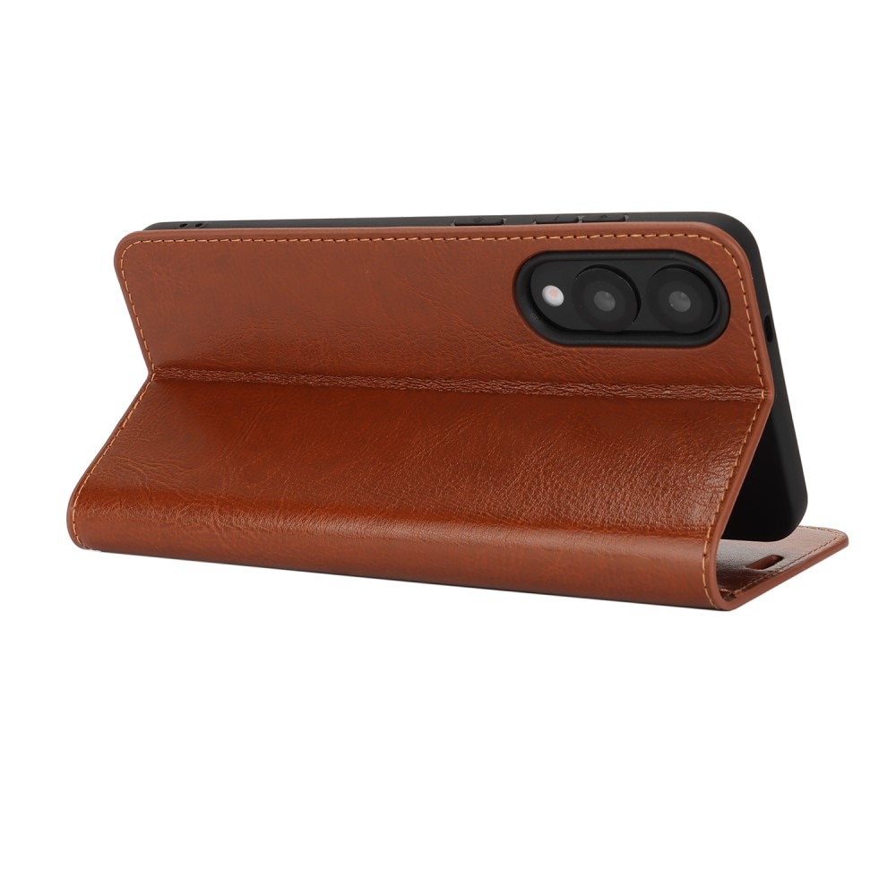 Samsung Galaxy S25 Edge Mobielhoesje Echt Leer Bruin