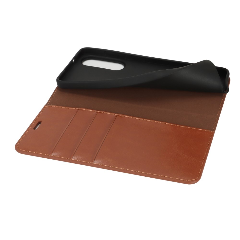 Samsung Galaxy S25 Edge Mobielhoesje Echt Leer Bruin