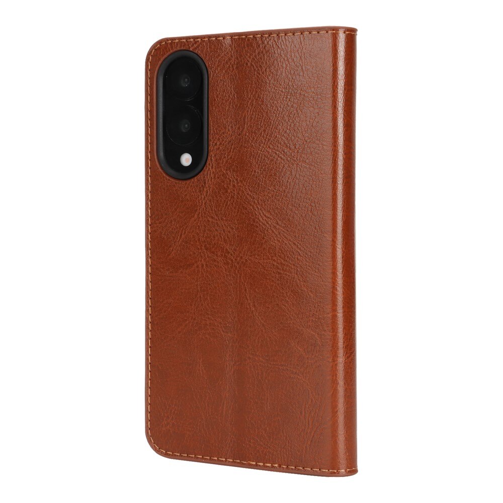 Samsung Galaxy S25 Edge Mobielhoesje Echt Leer Bruin