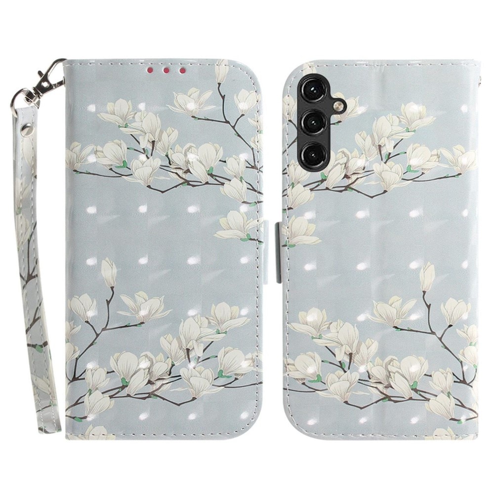 Samsung Galaxy A14 Smartphonehoesje 3D witte bloemen