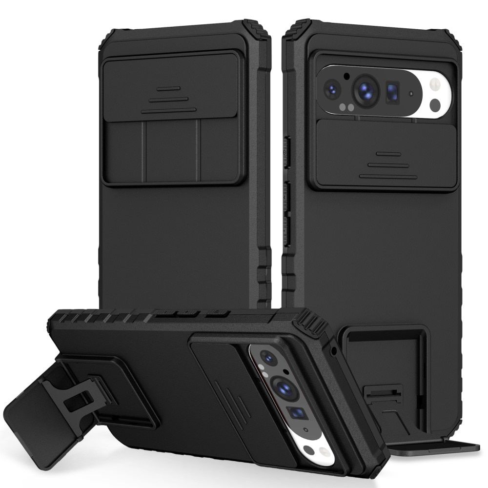 Google Pixel 9 Pro XL Kickstand Hoesje met Camera Protector Zwart